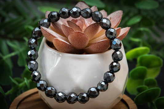 Hematite faceted power bracelet