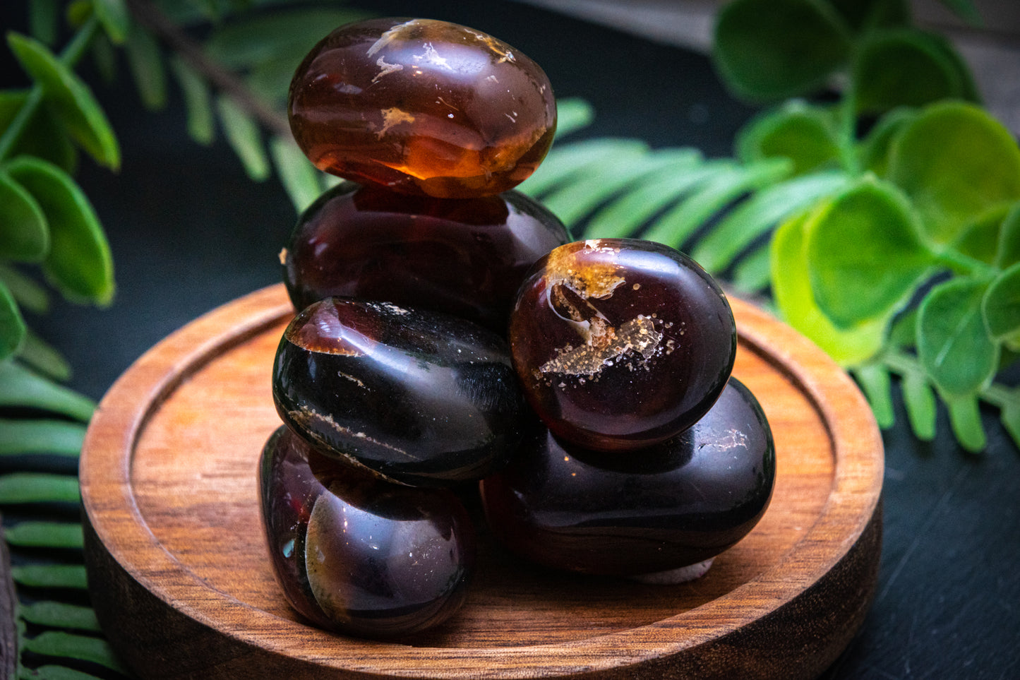 Blue amber tumblestone