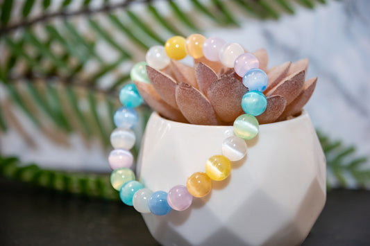 Rainbow selenite (satin spar) power bracelet