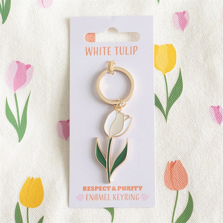 White tulip keyring