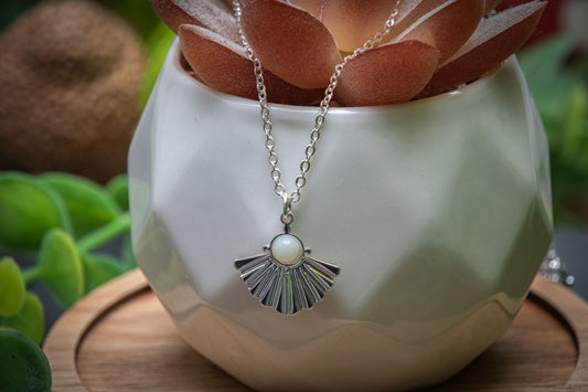 Amazonite silver plated fan necklace