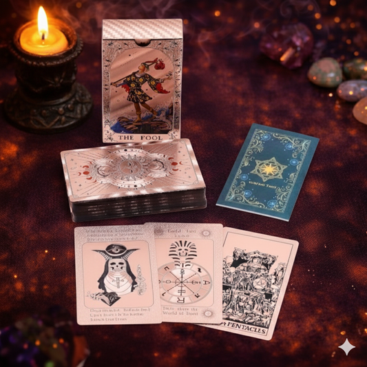 Rose gold foil Tarot card set - Moon phase, with booklet