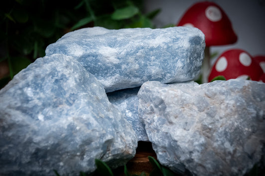 Blue calcite rough crystal
