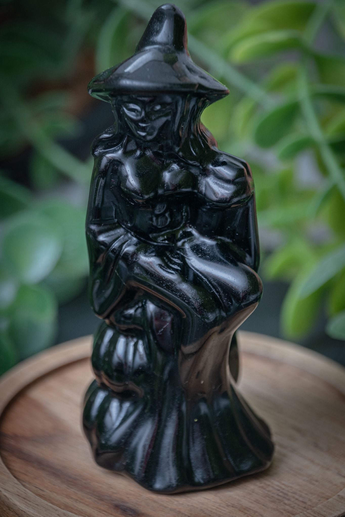 Black Obsidian witch carving