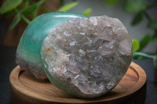 Half polished green fluorite chunk