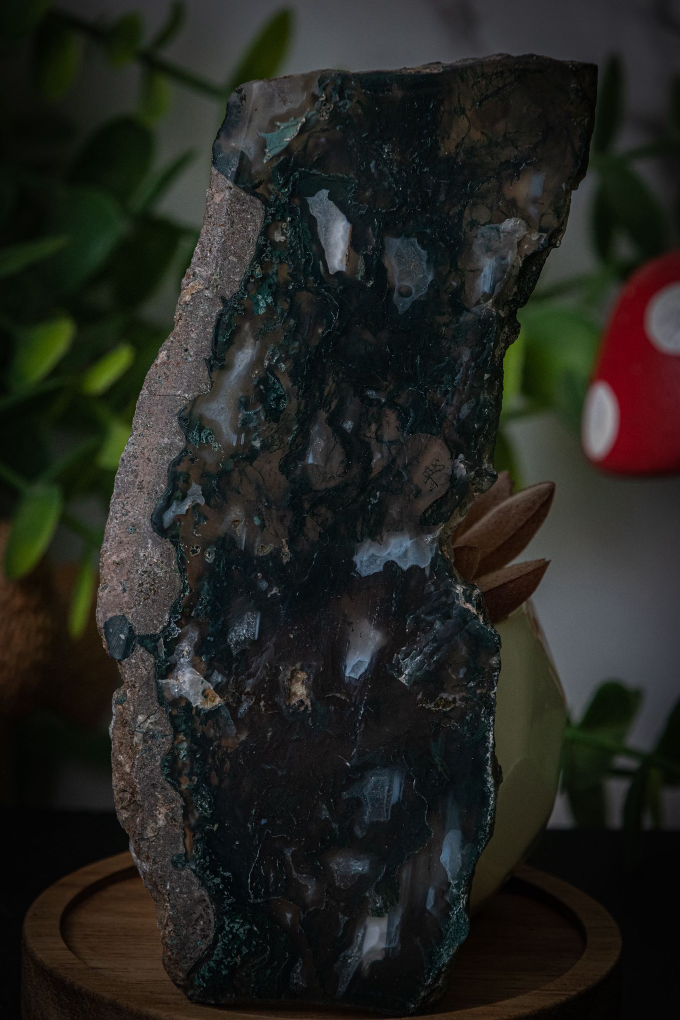 Moss agate slice