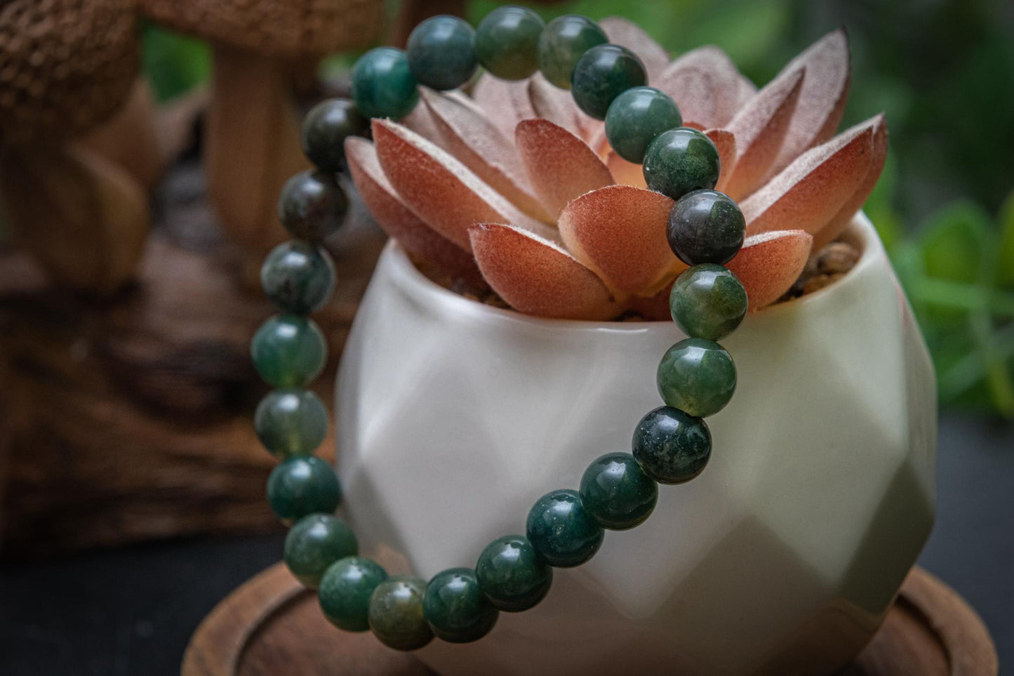 Moss agate power bracelet