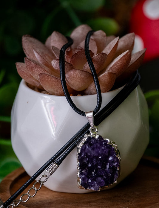 Amethyst druzy necklace