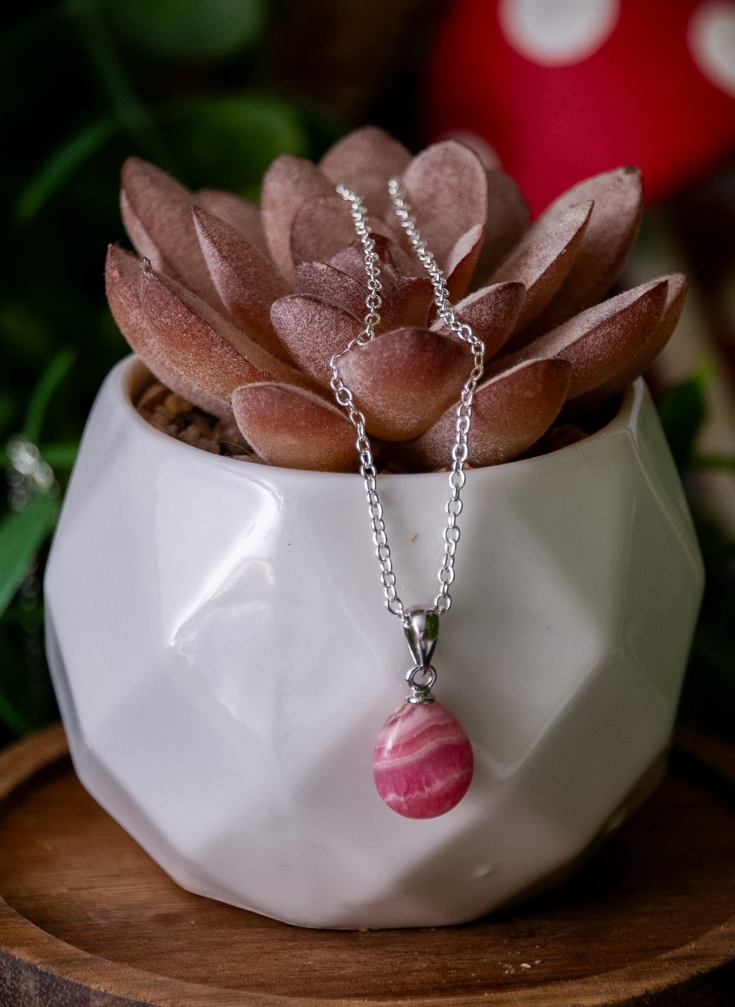 Rhodochrosite 925 sterling silver necklace