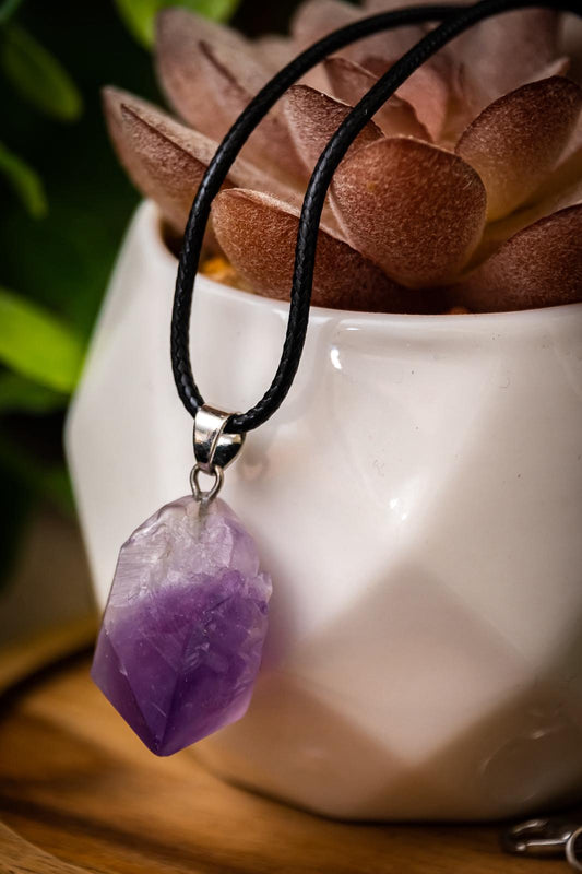 raw elestial Amethyst cluster necklace