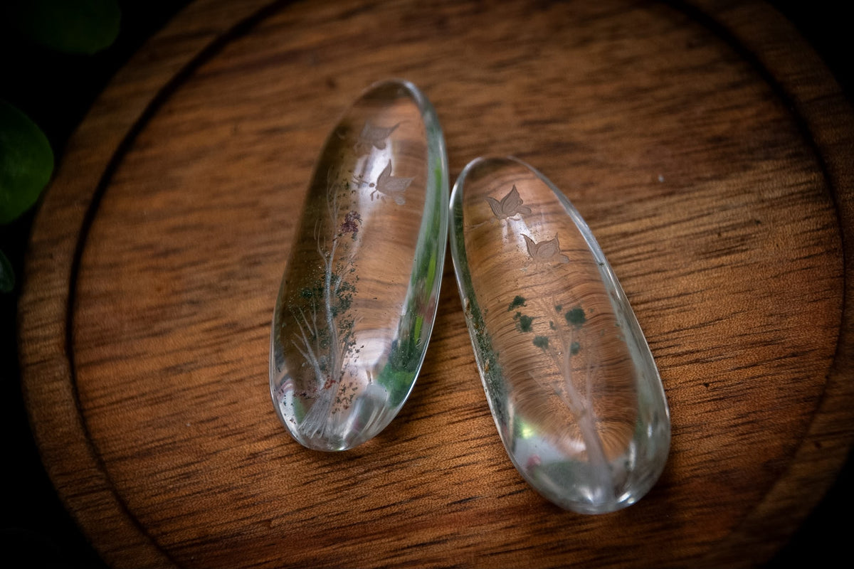 Garden quartz (Lodolite) enchanted garden carving