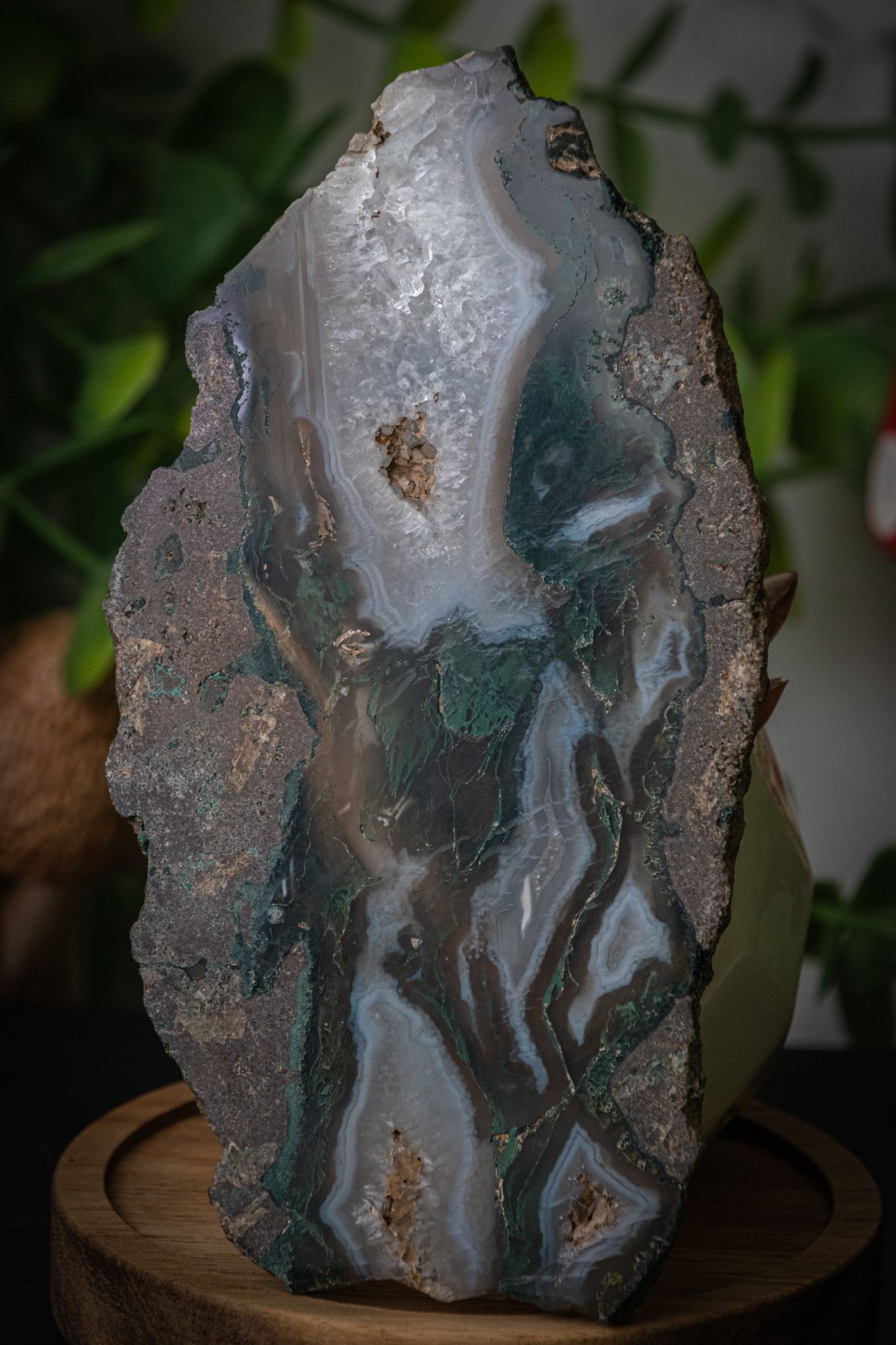 Moss agate slice