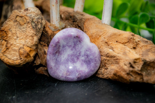 Lepidolite heart worry stone