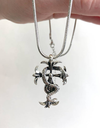 Serpent Cross Short Pendant