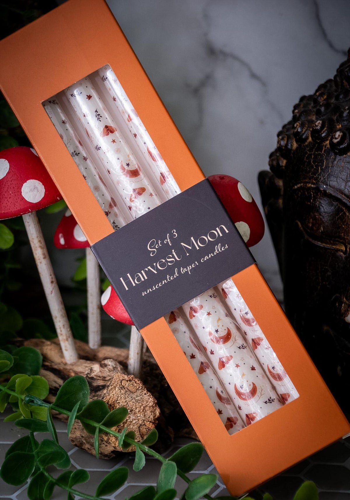 Set of 3 Harvest Moon taper candles