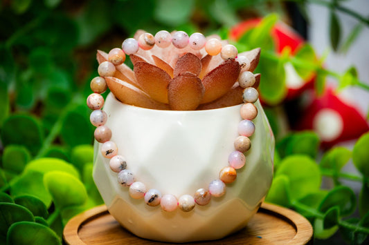 Pink opal 6mm bead power bracelet