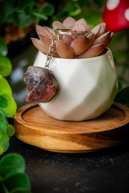 Black Sunstone rough keyring