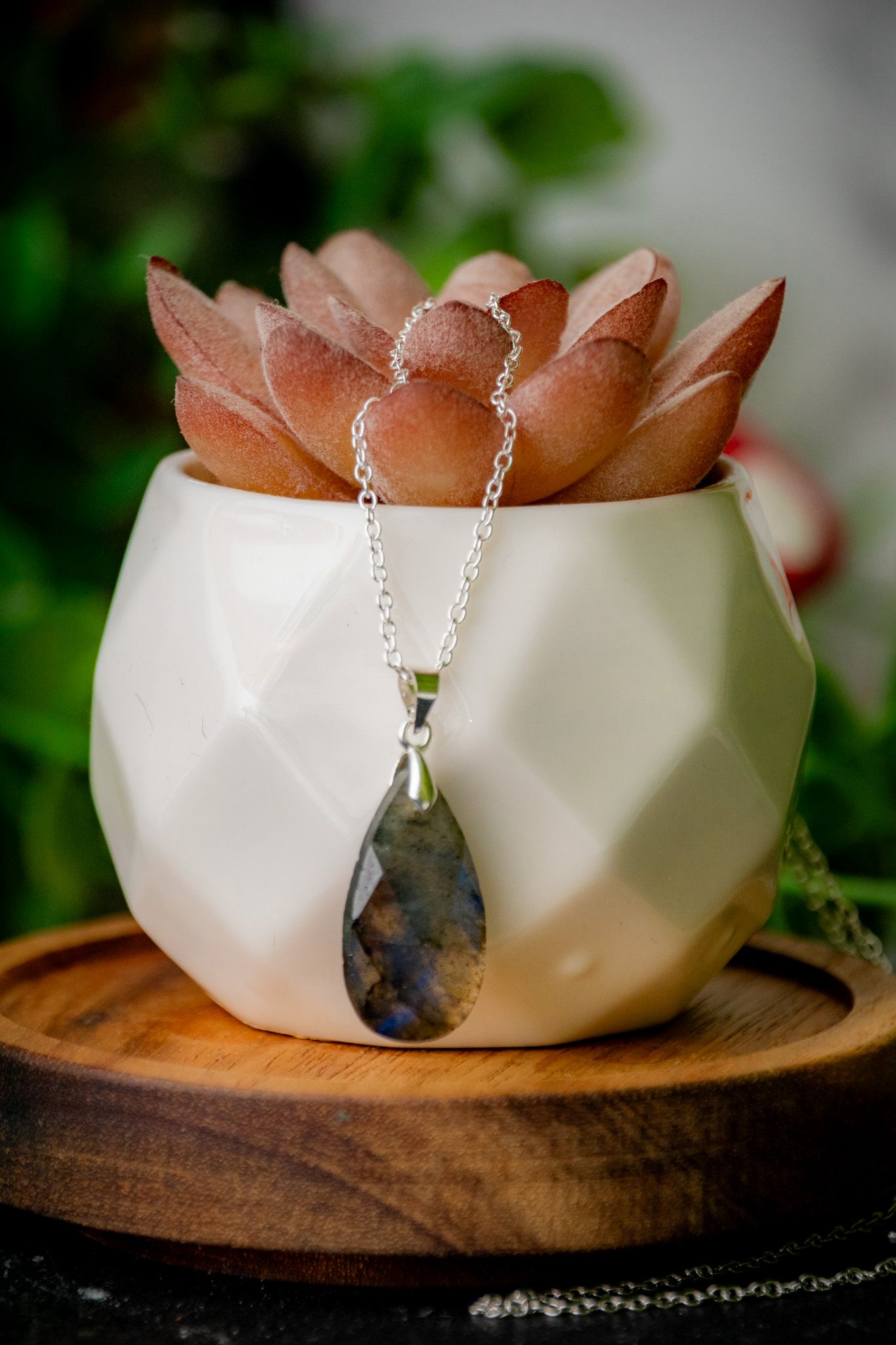 Faceted Labradorite waterdrop necklace