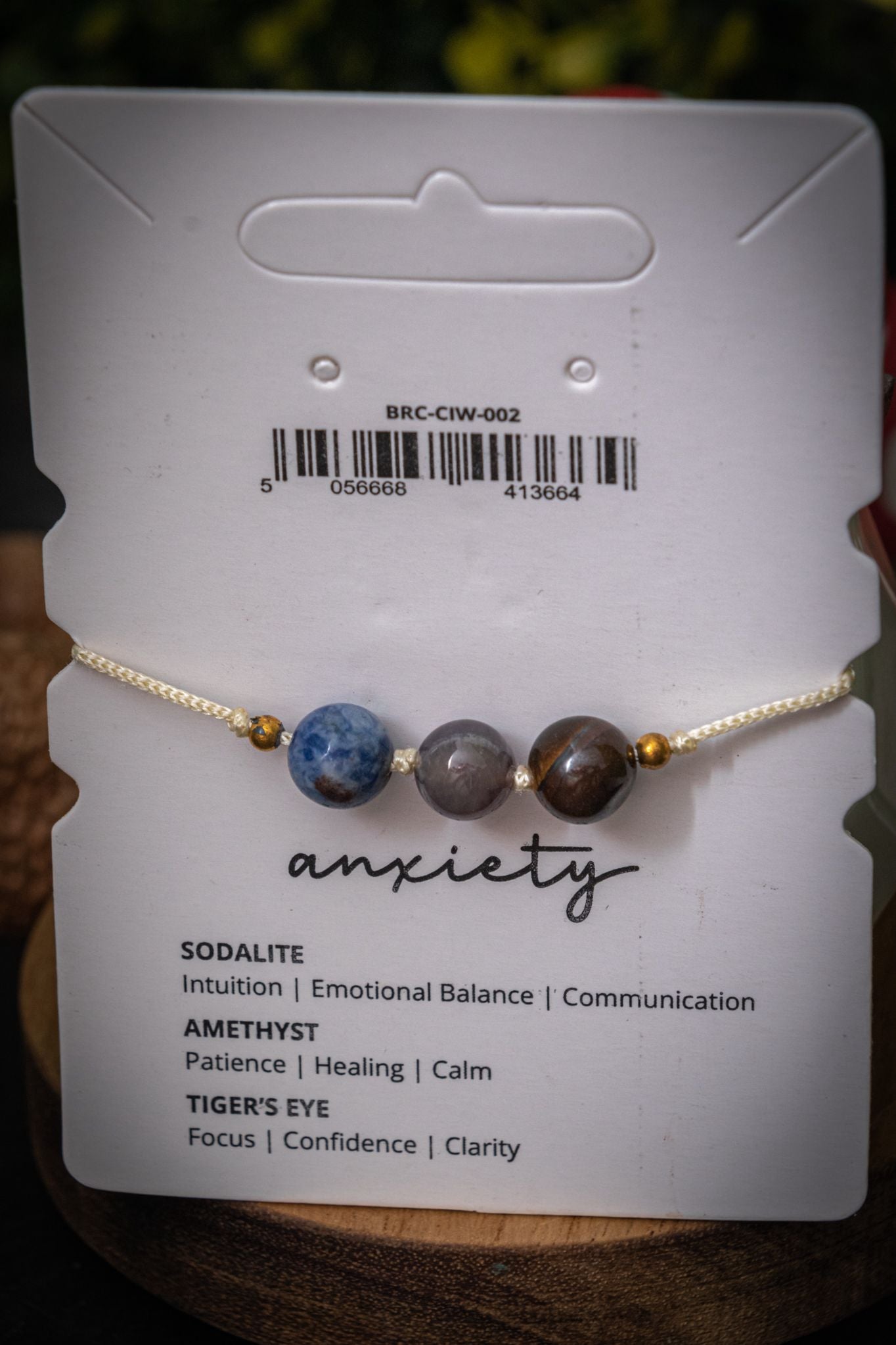 Anxiety crystal intention corded bracelet - Sodalite, Amazonite & Tigers eye