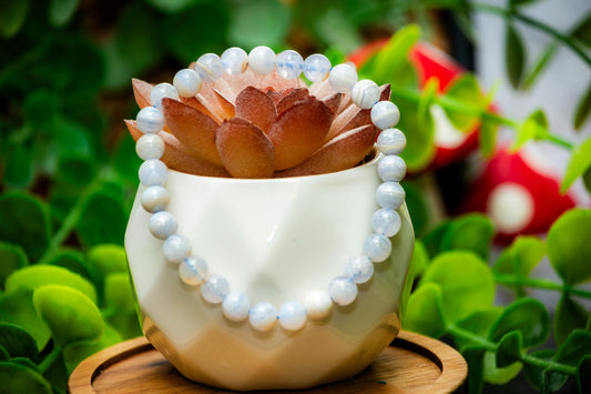 Blue lace agate 6mm bead power bracelet
