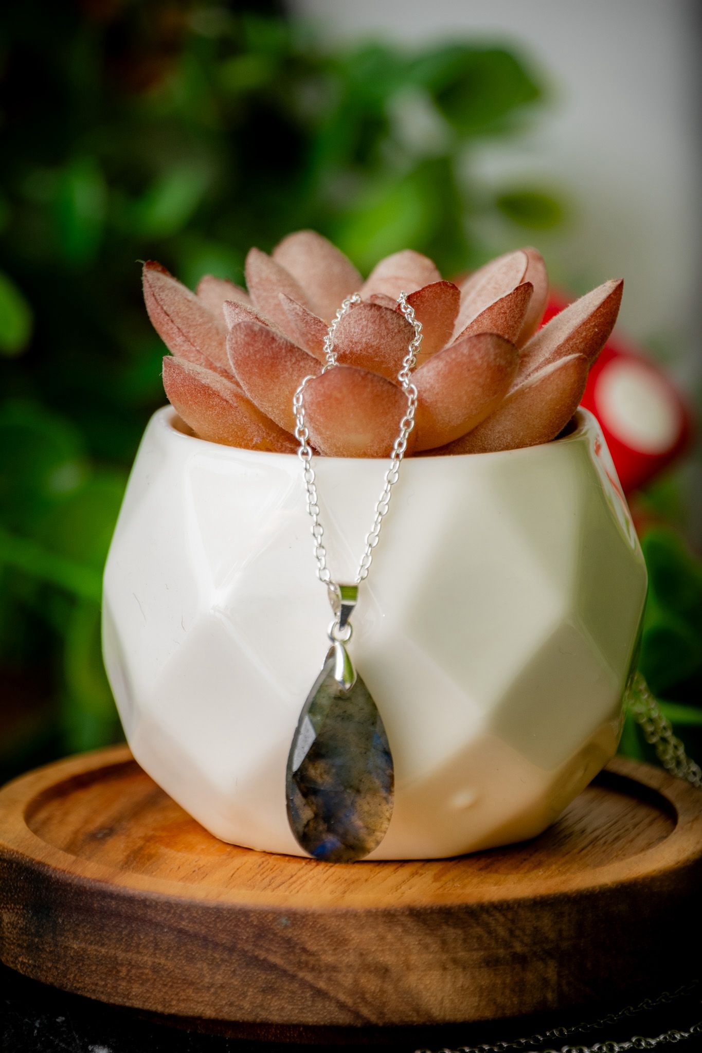 Faceted Labradorite waterdrop necklace