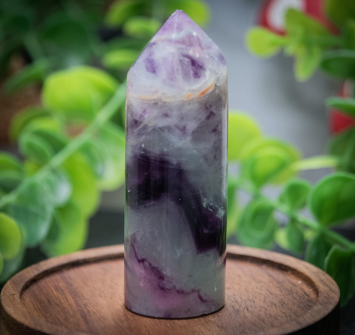 Rainbow fluorite cylinder tower