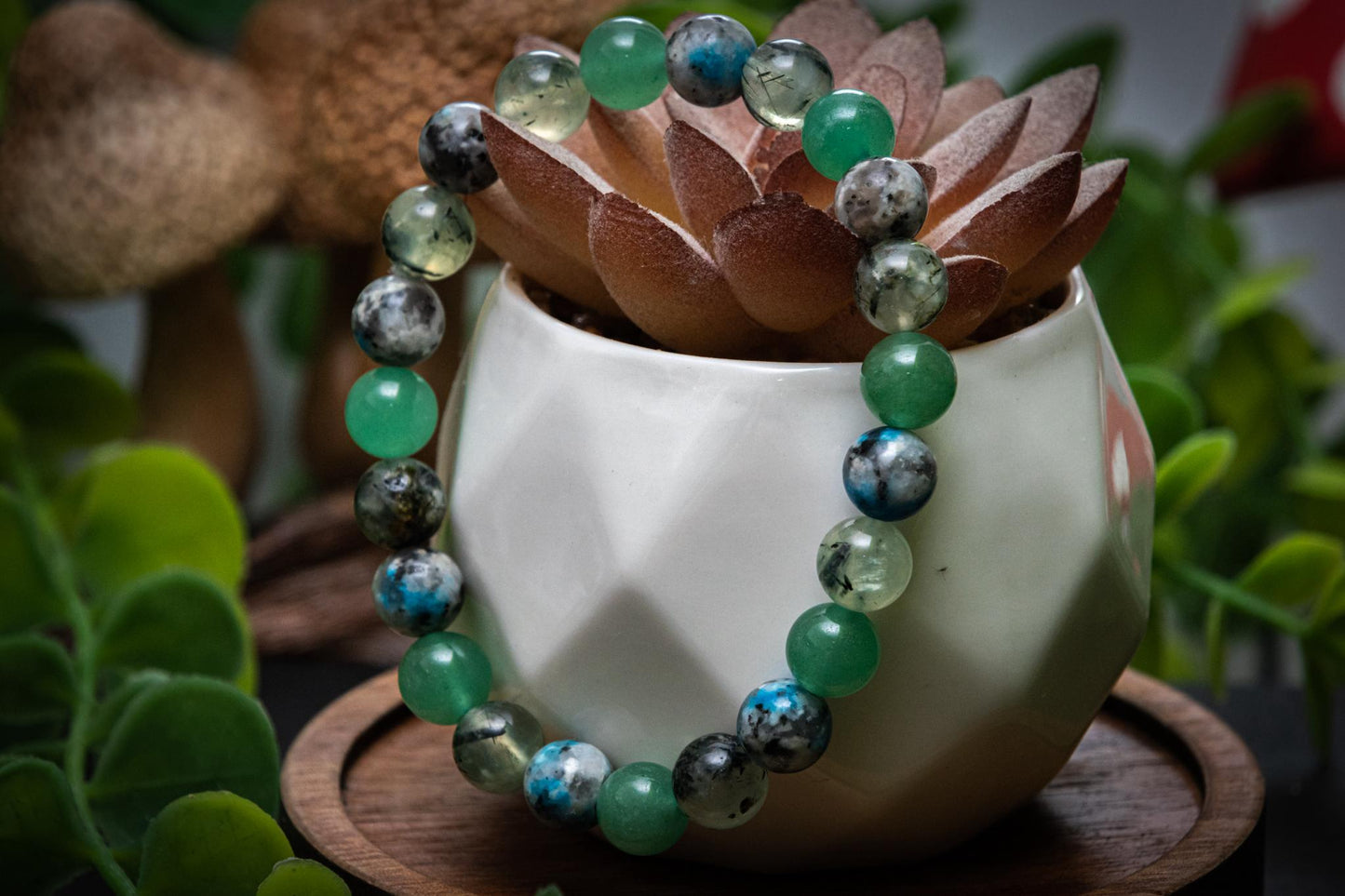 Green Aventurine, Prehnite, K2 stone mix power bracelet