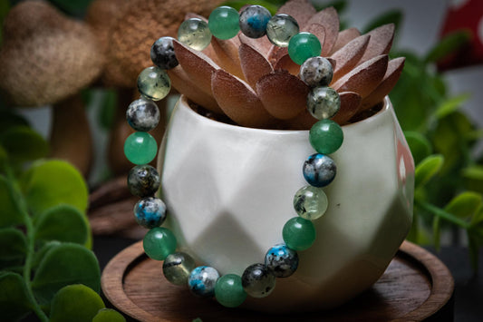 Green Aventurine, Prehnite, K2 stone mix power bracelet