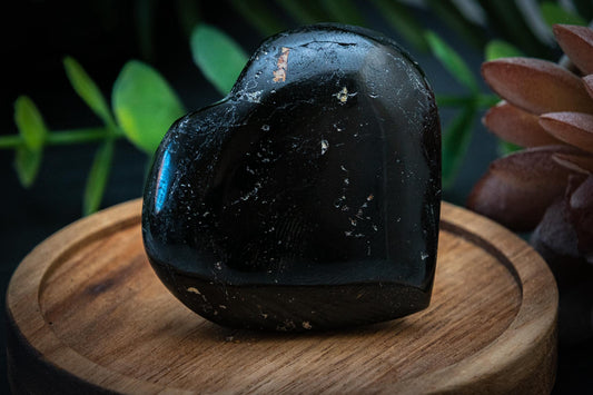 Black tourmaline heart carving
