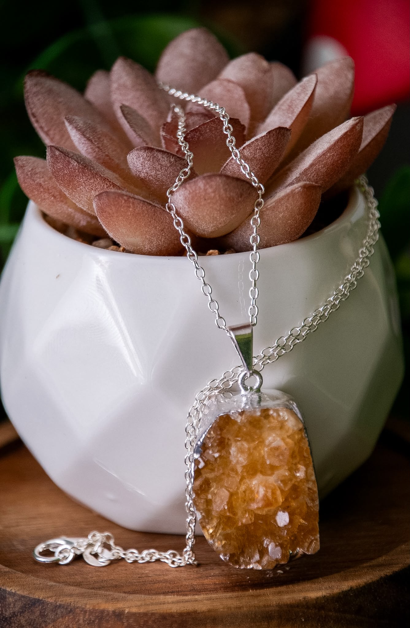 Citrine (heat treated) druzy necklace