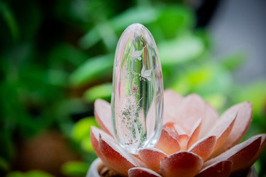 Garden quartz (Lodolite) enchanted garden carving
