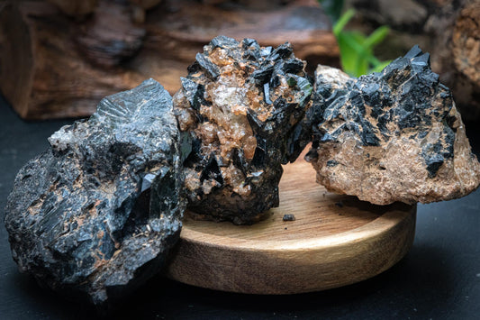 Black tourmaline raw cluster