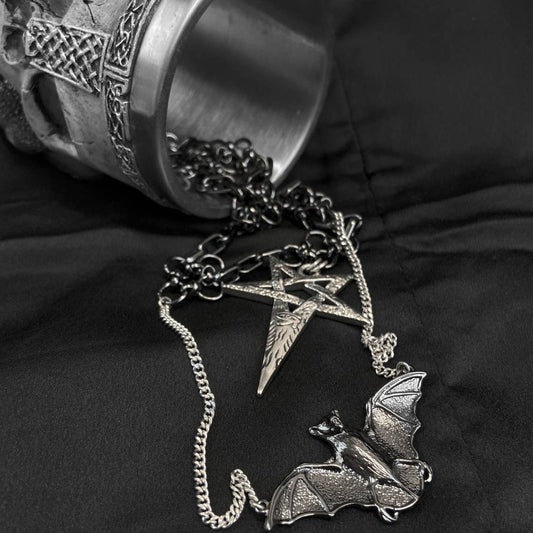Two row Bat & eye of Horus statement choker necklace
