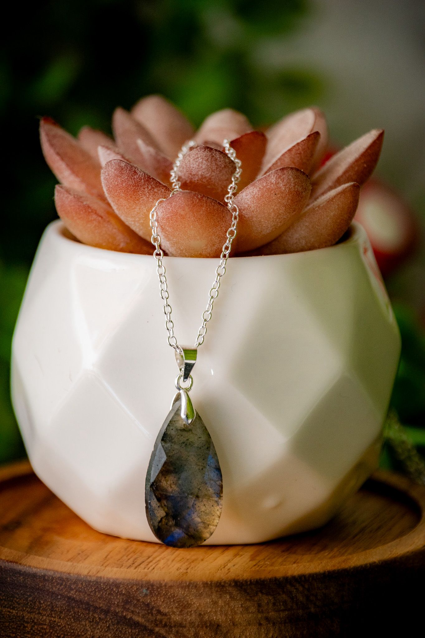 Faceted Labradorite waterdrop necklace