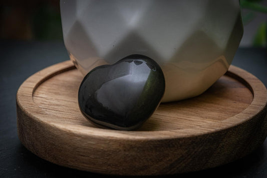 Rainbow obsidian mini heart carving