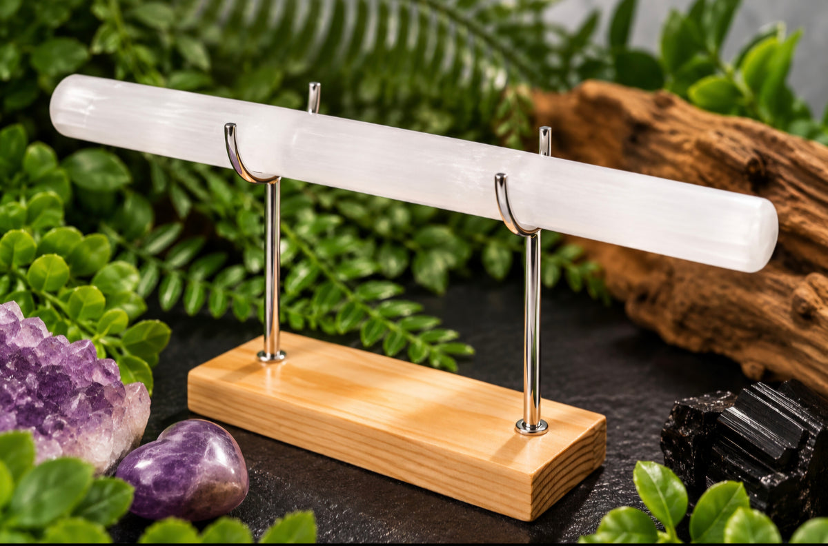 Selenite (satin spar) bracelet holder - Bracelets not included