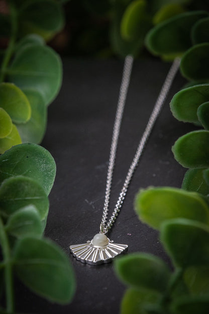 Amazonite silver plated fan necklace