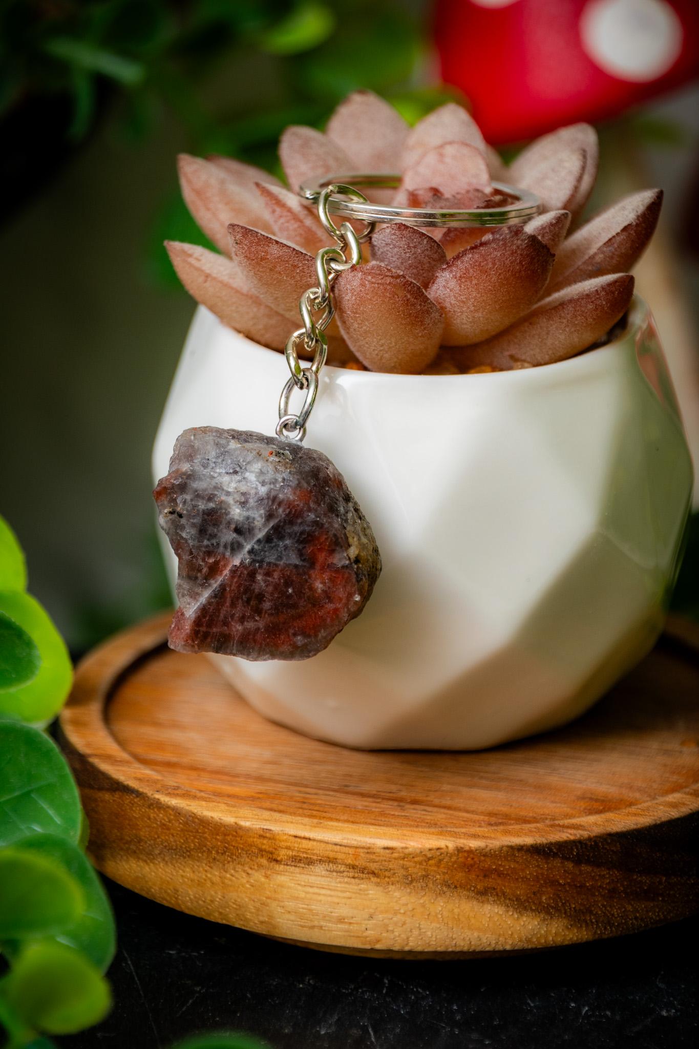 Black Sunstone rough keyring