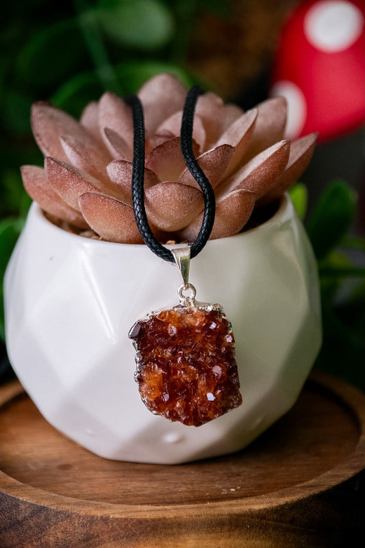 Citrine (heat treated) druzy necklace