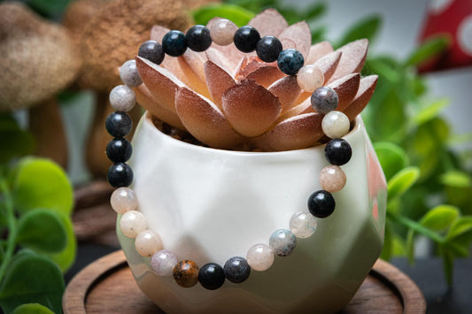 RARE Dumortierite in Quartz 6mm power bracelet