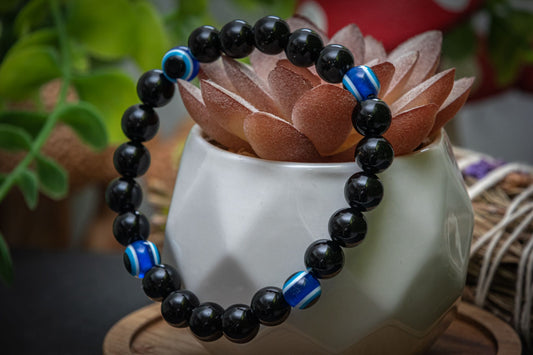 Black obsidian evil eye power bracelet