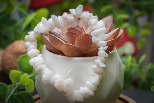 White jade chunky chip bracelet
