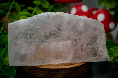 Translucent rose quartz slice