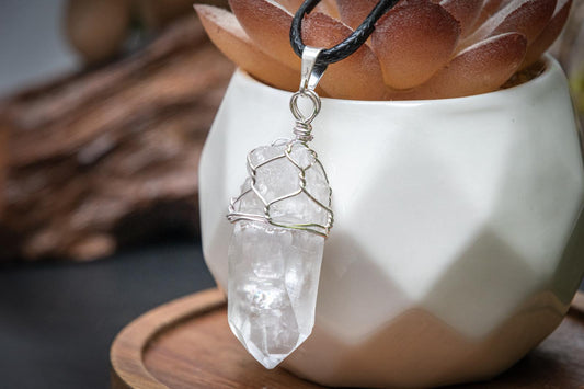 Clear Quartz wire wrapped necklace